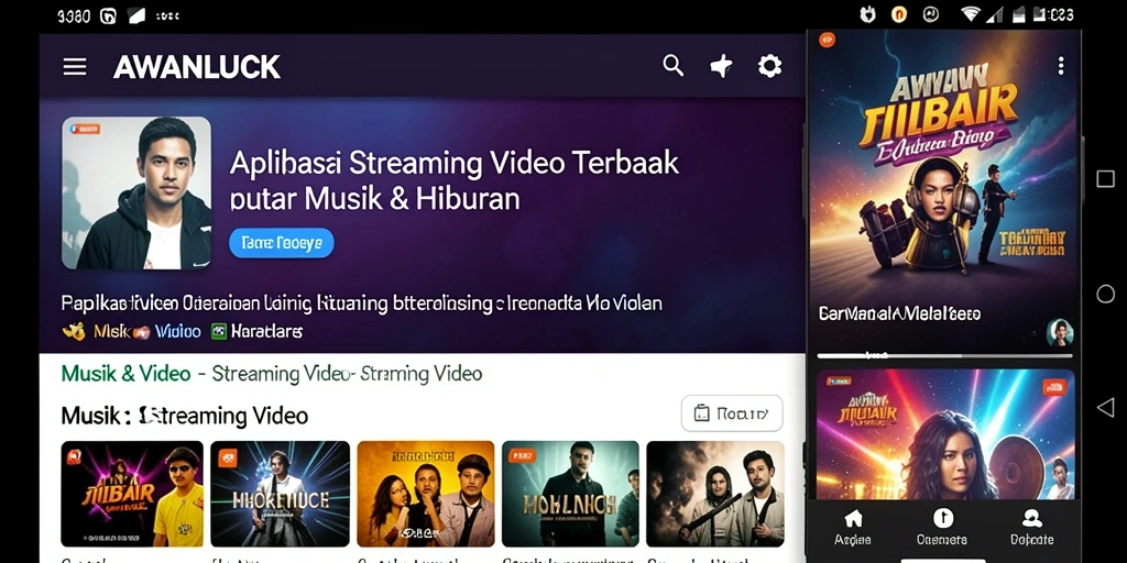 Antarmuka AWANLUCK yang menarik dengan berbagai pilihan Streaming Video.