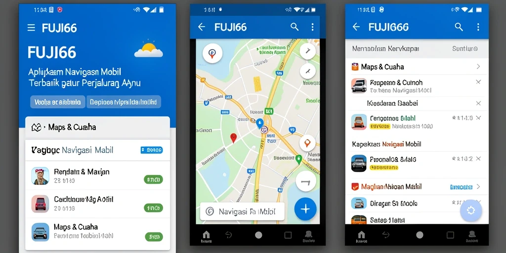 Tampilan antarmuka FUJI66 yang ramah pengguna untuk navigasi mobil.