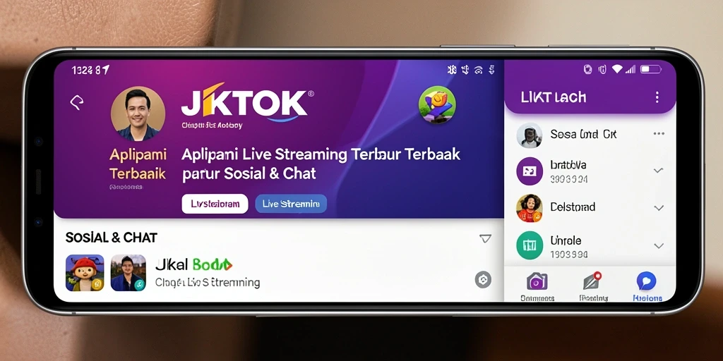 Antarmuka JKTOK dengan fitur Live Streaming yang interaktif dan menarik.