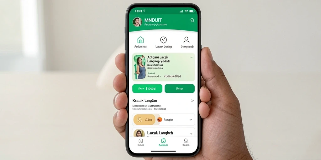 Antarmuka aplikasi MNDUIT menampilkan fitur Lacak Langkah secara jelas.