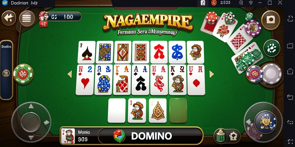 Tampilan antarmuka seru dari permainan domino NAGAEMPIRE.