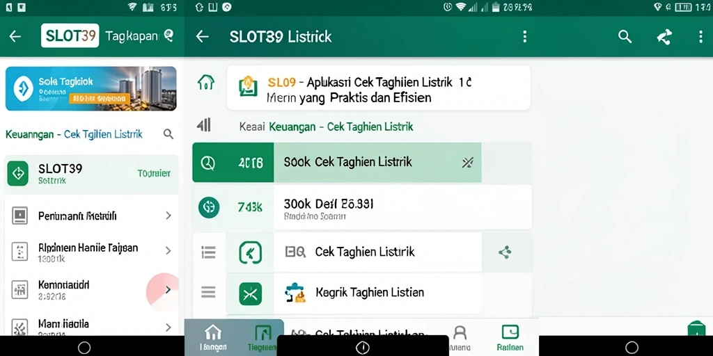 Antarmuka SLOT39 yang intuitif untuk cek tagihan listrik.