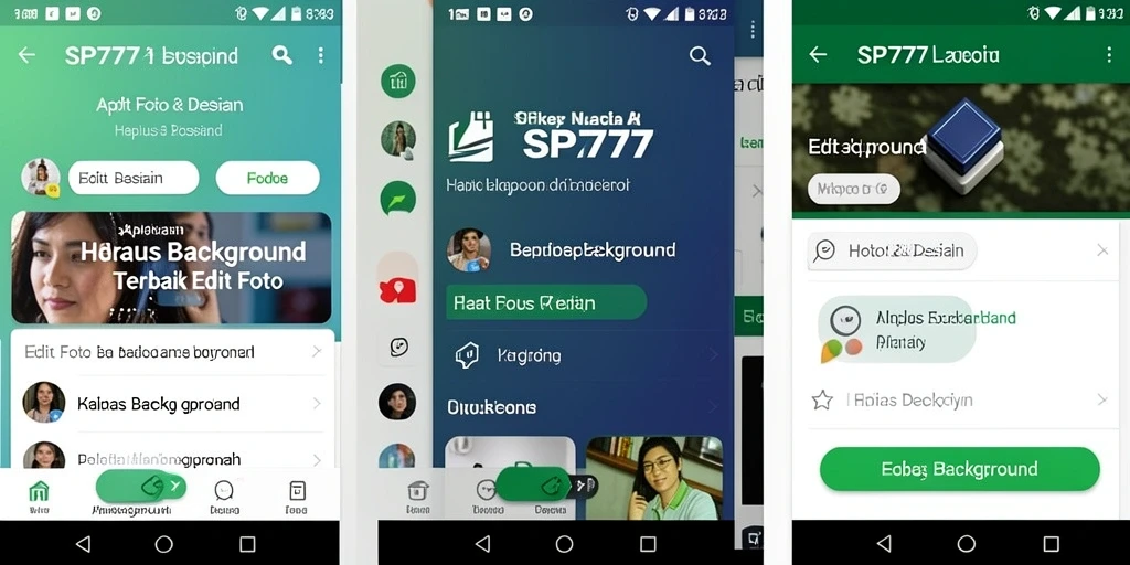 Screenshot utama SP777 menunjukkan antarmuka pengguna yang bersih dan fitur Hapus Background.