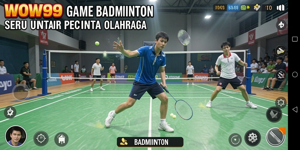 Tampilan antarmuka WOW99 yang modern dan intuitif untuk bermain badminton.
