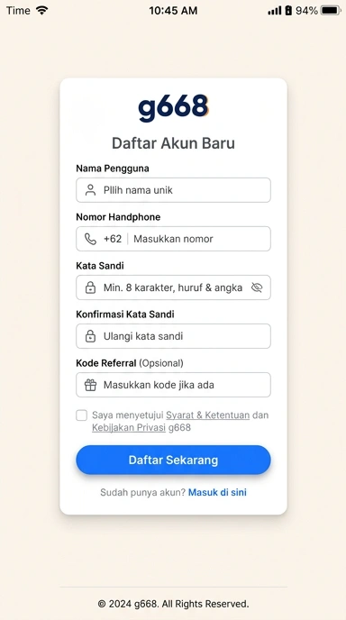 Buat Akun Baru g668 di Android dengan Mudah